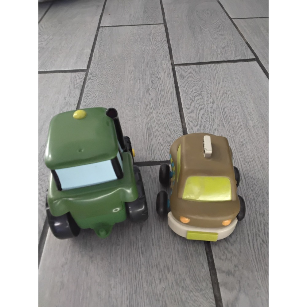 Tomy Johnny Tractor and Friends Toy Vehicle Set Green Tractor and Brown Van - Picture 2 of 4